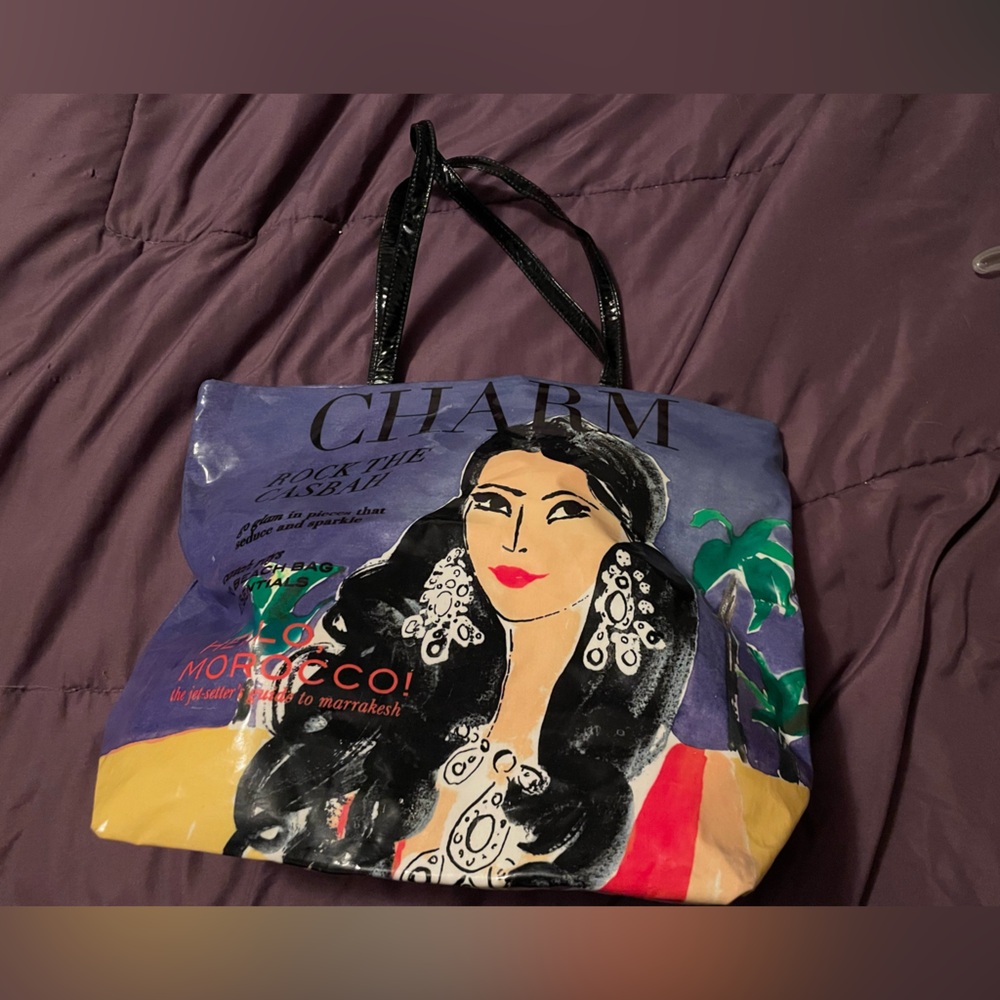 RARE vintage used Kate Spade Rock the Casbah Purple Tote Bag - Picture 10 of 12